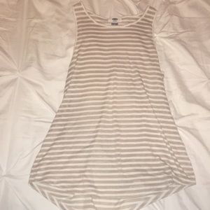 Old Navy taupe and white striped tank top